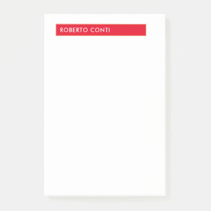 Notas Post-it® Único nombre Minimalista sencillo moderno rojo bla