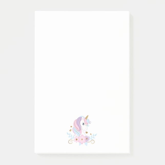 Notas Post-it® Unicorn Rosa Azul Oro, Femenino  (Anverso)