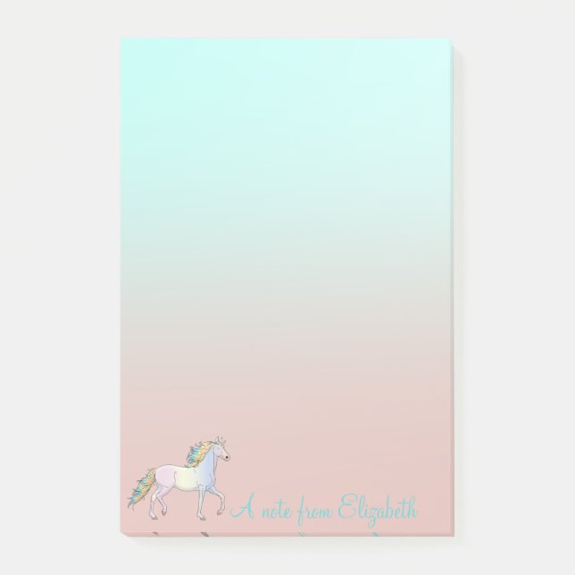 Notas Post-it® Unicornio arcoiris mágico, Ombre - Personalizado (Anverso)