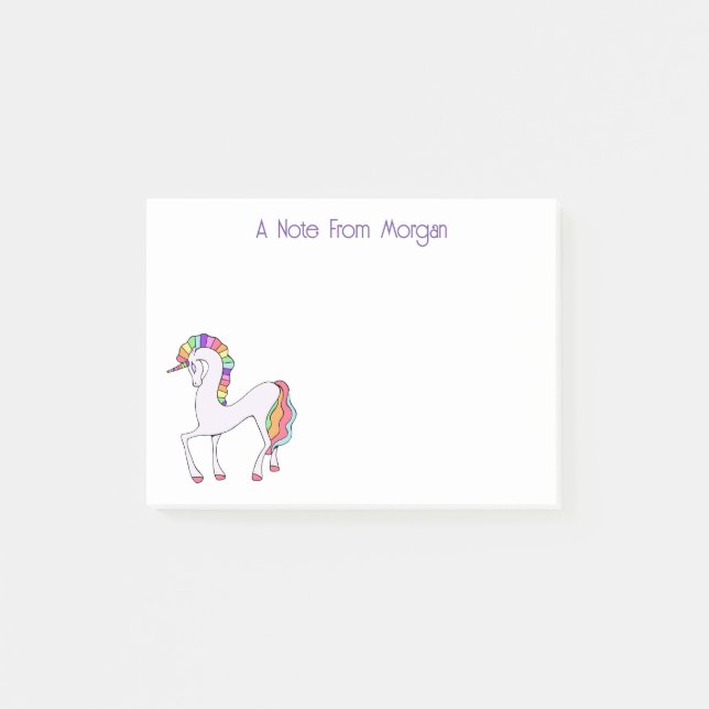 Notas Post-it® Unicornio Arcoíris Personalizado  (Anverso)
