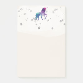 Notas Post-it® Unicornio Arcoíris y Estrellas Plateadas
