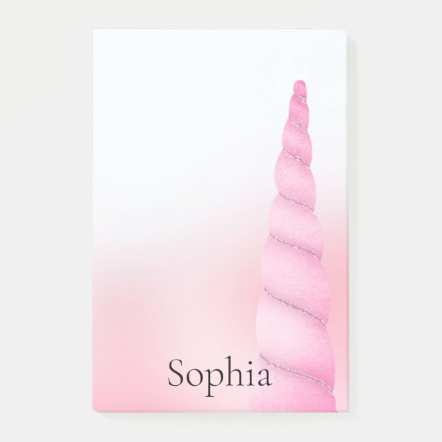 Notas Post-it® Unicornio blanco rosa (Anverso)