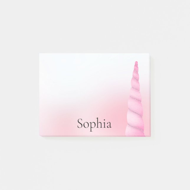 Notas Post-it® Unicornio blanco rosa (Anverso)