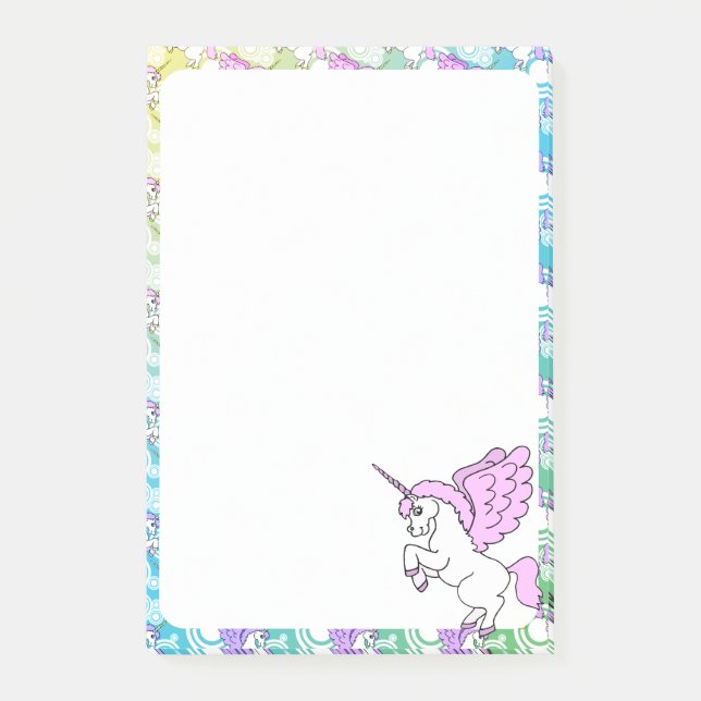 Notas Post-it® Unicornio blanco y rosa (Anverso)