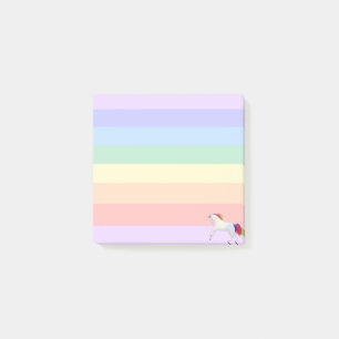 Notas Post-it® Unicornio en rayas de arcoíris pastel
