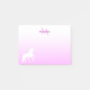 Notas Post-it® Unicornio en rosado y blanco con el monograma y el
