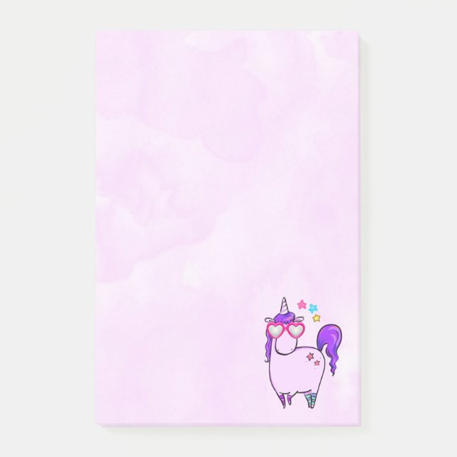 Notas Post-it® Unicornio lindo en gafas cardiacas (Anverso)