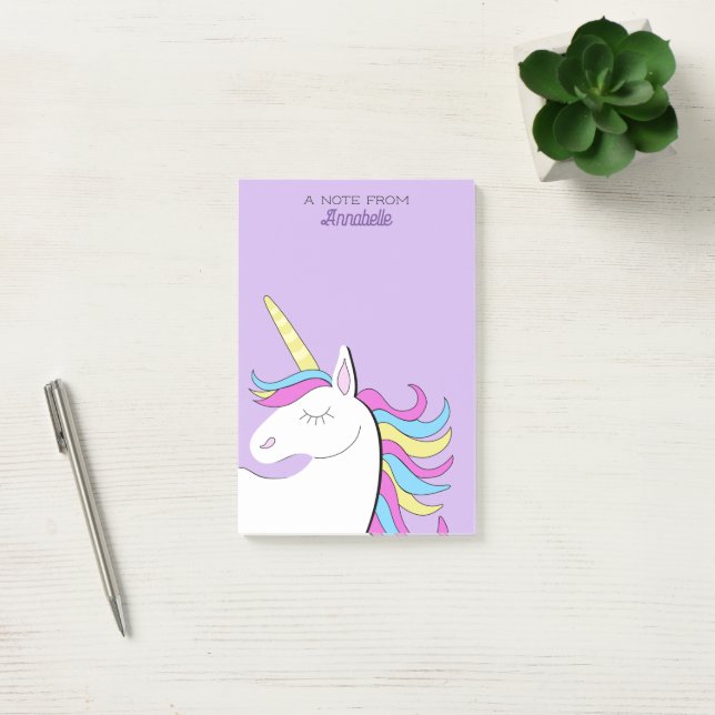 Notas Post-it® Unicornio Morado Unicornios Bonitos Fantasía (Oficina)