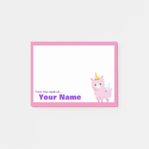 Notas Post-it® Unicornio rosa personalizado
