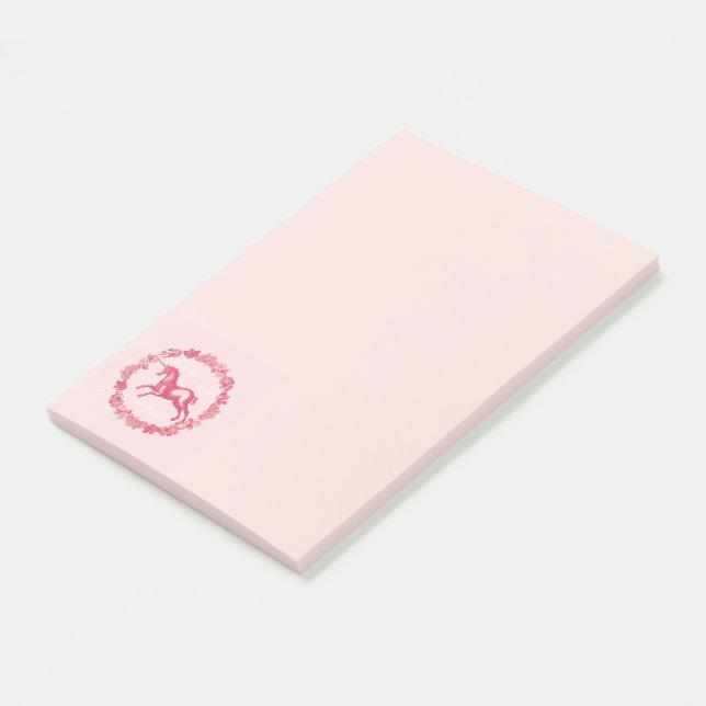 Notas Post-it® Unicornio rosa y flores (En perspectiva)