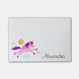 Notas Post-it® Unicornio rosa y nombre personalizado del sol feli