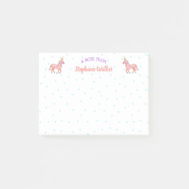 Notas Post-it® Unicornios rosados y estrellas | Personalizado