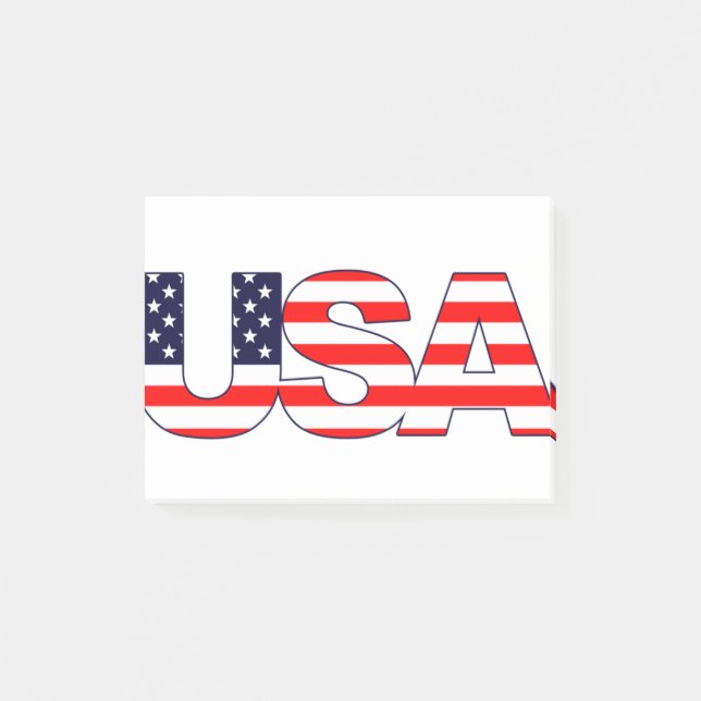 Notas Post-it® USA Logo Initials with American flag (Anverso)