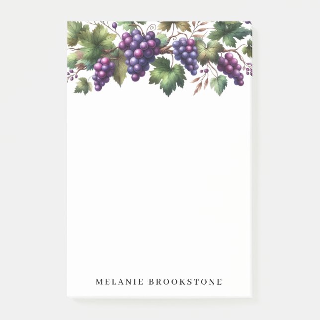 Notas Post-it® Uvas en el Personalizado de vino Post It Notes 4x6 (Anverso)
