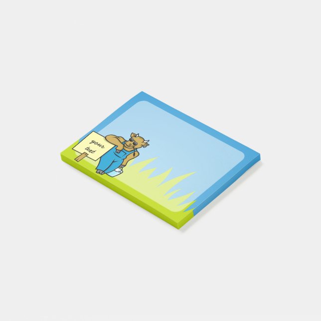 Notas Post-it® Vaca con signo (En perspectiva)