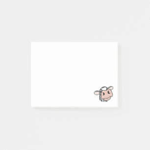 Notas Post-it® vaca de dibujos animados negro blanco rosa beso gr