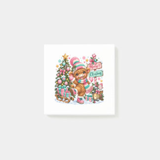 Notas Post-it® Vaca de las Tierras Altas Feliz Navidad