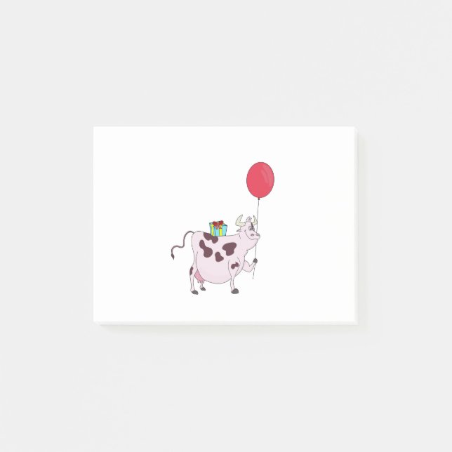Notas Post-it® Vaca feliz cumpleaños (Anverso)