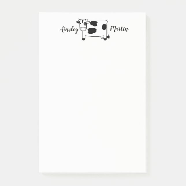Notas Post-it® Vaca lechera del dibujo animado lindo (Anverso)