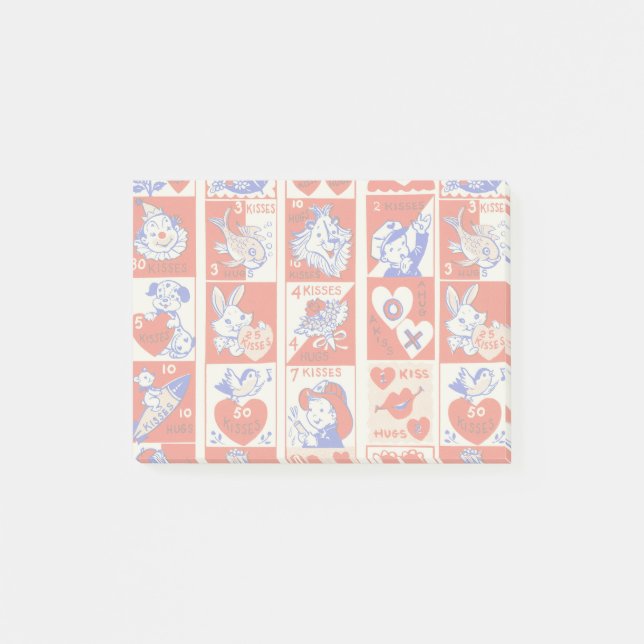 Notas Post-it® Valentine Retro Love Hugs Cute Pattern (Anverso)