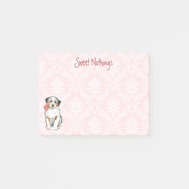 Notas Post-it® Valentine Rosa Aussie (Anverso)