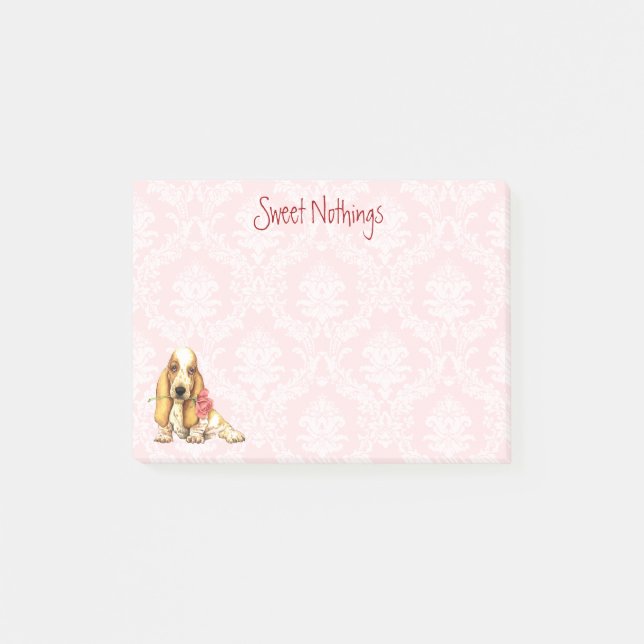 Notas Post-it® Valentine Rosa Basset (Anverso)
