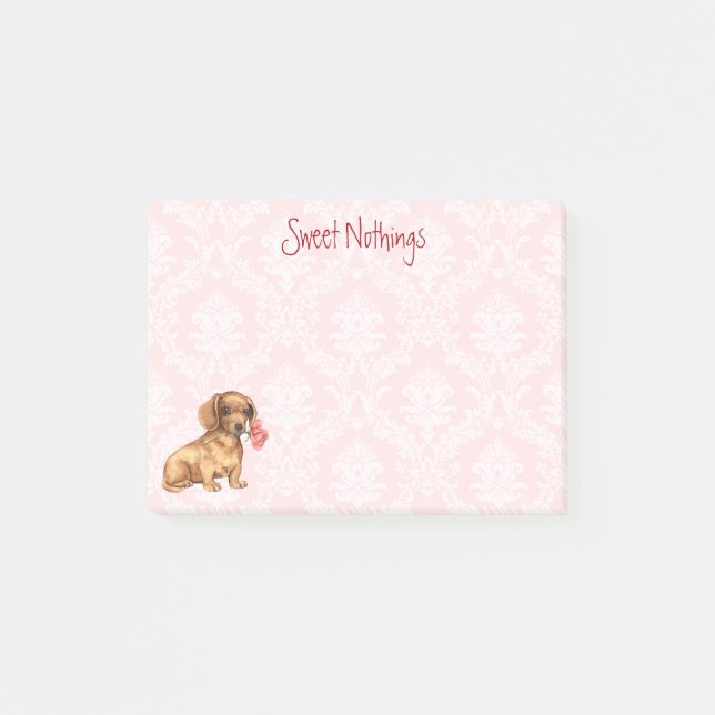 Notas Post-it® Valentine Rosa Dachshund (Anverso)