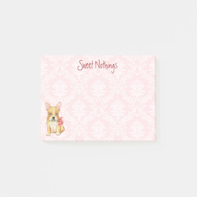 Notas Post-it® Valentine Rosa Frenchie (Anverso)