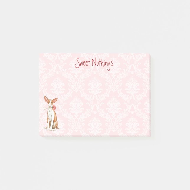 Notas Post-it® Valentine Rosa Ibizan Hound (Anverso)