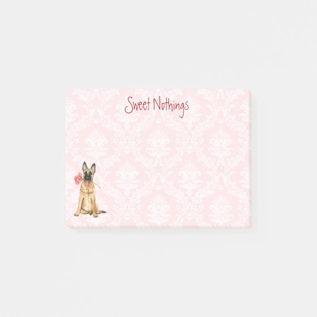 Notas Post-it® Valentine Rosa Malinois (Anverso)