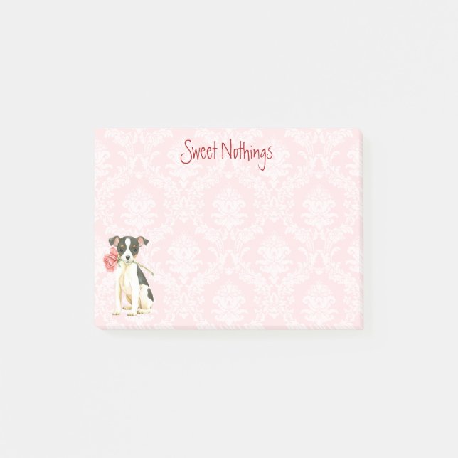 Notas Post-it® Valentine Rosa Toy Fox Terrier (Anverso)