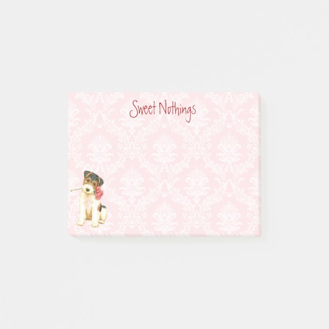 Notas Post-it® Valentine Rosa Wire Fox Terrier (Anverso)