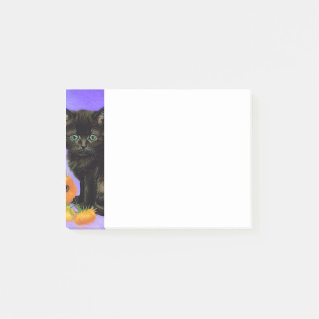 Notas Post-it® Van Gogh Black Kitten con girasoles (Anverso)