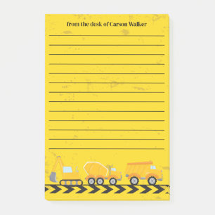 Notas Post-it® Vehículo de Construcción Personalizado para Niños 