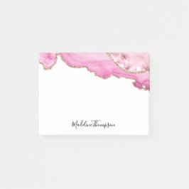 Notas Post-it® Velvet Pink Gold Agate Geode Script Typography