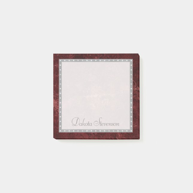 Notas Post-it® Velvety Henna Damask | Crimson Red Grunge Baroque (Anverso)