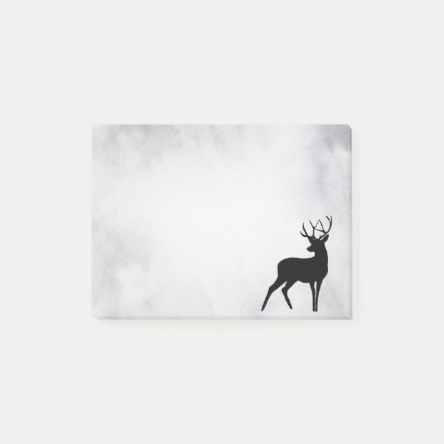 Notas Post-it® Venado con Antlers Silueta Negra (Anverso)