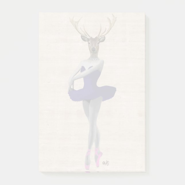 Notas Post-it® Venado de ballet en azul (Anverso)