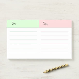 Notas Post-it® Ventajas y Desventajas para la Toma de Decisiones