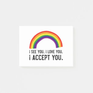 Notas Post-it® Veo Te Amo Te Acepto Camiseta Orgullo Gay LGBT