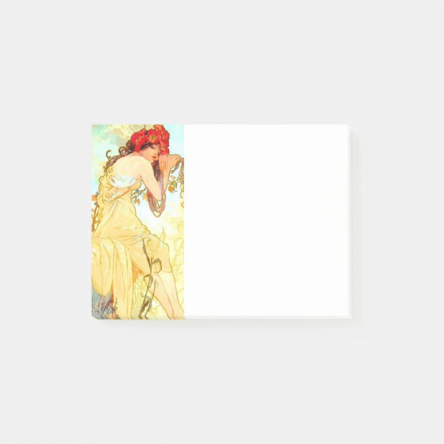 Notas Post-it® Verano de Art Nouveau de Alphonse Mucha (Anverso)