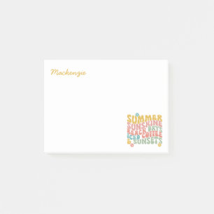 Notas Post-it® Verano Diciendo Retro Beach Helado Café Sunsets