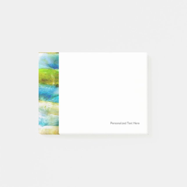 Notas Post-it® Verde abstracto de la acuarela, azul (Anverso)