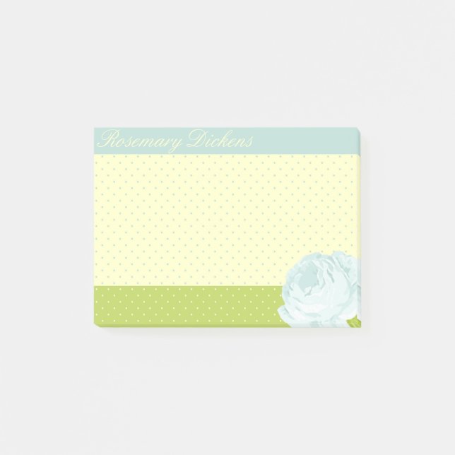 Notas Post-it® Verde amarillo azul claro Polkadots y subió (Anverso)