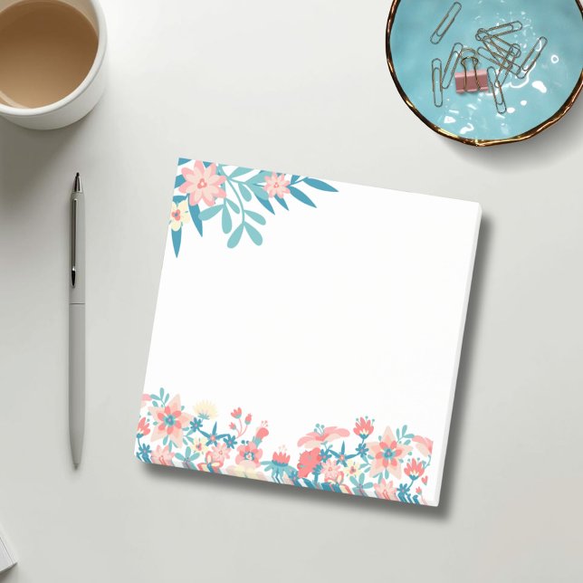 Notas Post-it® Verde azulado Floral Post it Note (Subido por el creador)