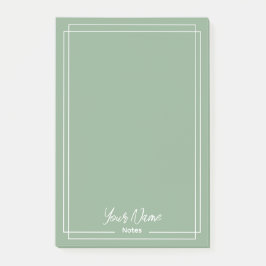 Notas Post-it® Verde de monograma con bordes blancos