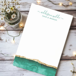 Notas Post-it® Verde Esmeralda Y Dorado Acuarela Personalizado