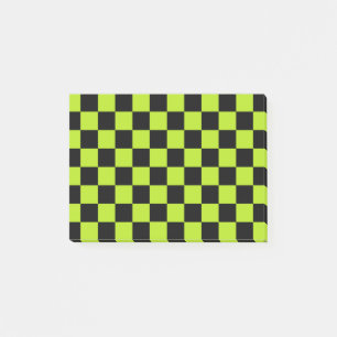 Notas Post-it® Verde lima a cuadros y negro