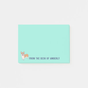 Notas Post-it® Verde menta personalizada del perro del Corgi