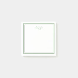Notas Post-it® Verde Salvia Minimalista Monograma Simple Dos Bord
